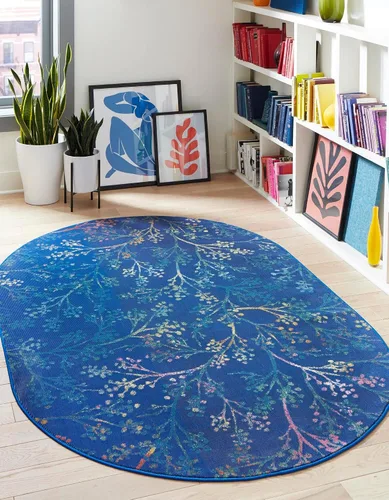 Miniatura 21 de Unique Loom Blossom Collection - Alfombra de área Yoshino (2' x 3' 1", rectangular, azul/verde)