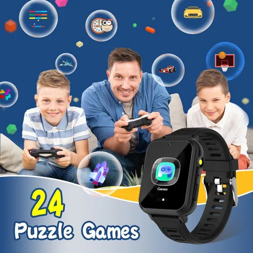 Miniatura 4 de Sedzofan Reloj inteligente para niños con 24 juegos de rompecabezas, pantalla táctil HD, cámara, reproductor de música, podómetro, despertador