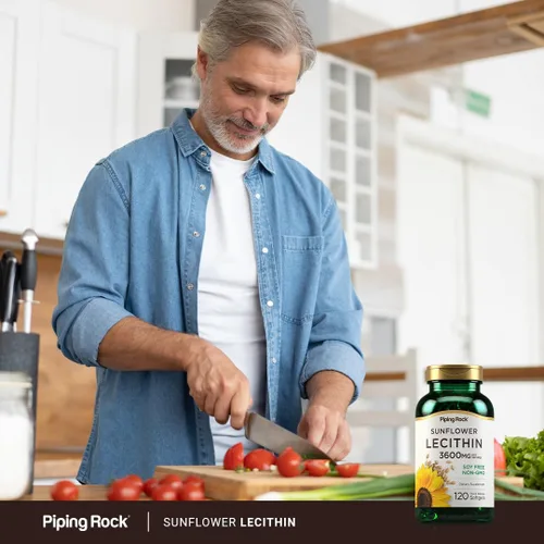 Miniatura 6 de Piping Rock Cápsulas de cápsulas blandas de lecitina de girasol 3600 mg 120 píldoras Ricas en fosfatidilcolina Sin soja, sin OMG, sin gluten