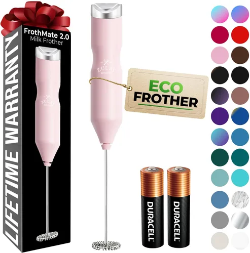 Miniatura 156 de Zulay Kitchen Espumador de leche de mano a pilas - Mezclador eléctrico de bebidas para café, lattes, capuchinos, matcha y chocolate caliente