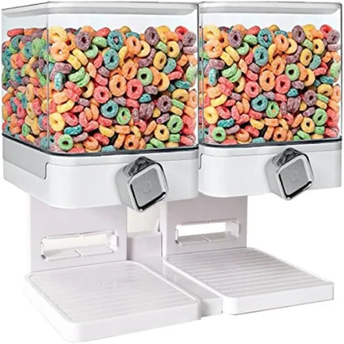 Miniatura 10 de TopHomer Dispensador de cereales de doble control con bandeja inferior desmontable y diseño de salida de paleta de rueda para organización de Negro