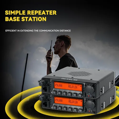 Miniatura 8 de Retevis RA87 GMRS Radio móvil, estación base de transceptor móvil de alta potencia con cable, 8 canales repetidores, Chirp, reloj dual, radio
