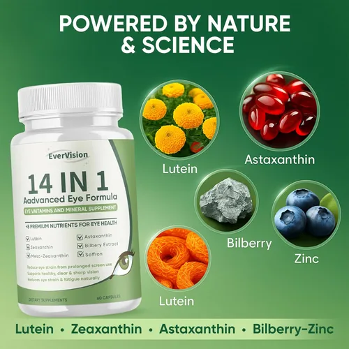 Miniatura 4 de Fórmula avanzada 14 en 1, suplemento ocular con luteína, zeaxantina, astaxantina, extracto de arándano y zinc, suplemento mineral y vitamina ocular