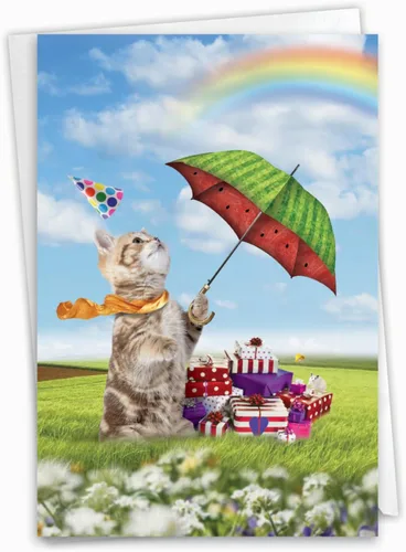 Miniatura 14 de The Best Card Company - Tarjeta de felicitación de cumpleaños de 1 gato con sobre - Papelería de gatito lindo, tarjeta de felicitación de cumpleaños