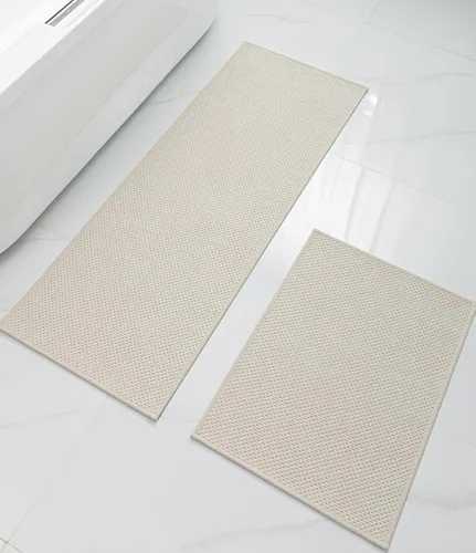 Miniatura 35 de YIHOUSE Juego de 2 tapetes de baño ultrafinos de secado rápido, tapete de baño absorbente para baño, antideslizante, lavable a máquina (beige)