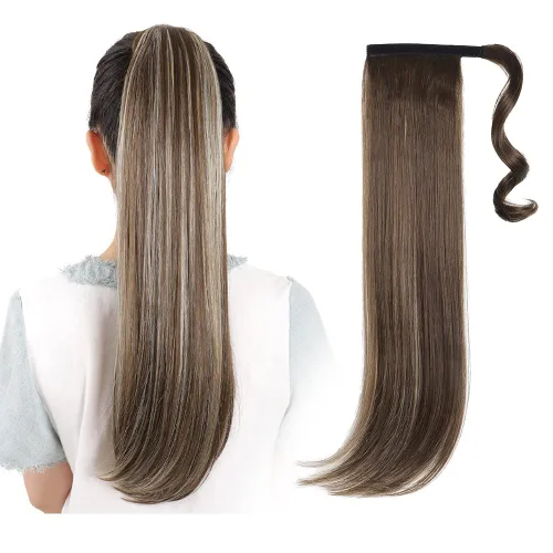 Miniatura 37 de Extensiones de cabello para cola de caballo, extensión de cola de caballo roja de 16 pulgadas, corta, ondulada, rizada, envolvente, cola de caballo