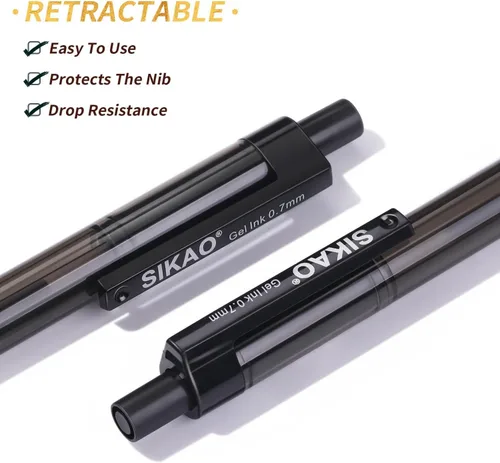 Miniatura 4 de Bolígrafos de Gel Negro a Granel, Juego de 60 Bolígrafos de Gel Negro Retráctiles, Punta Fina de 0.7mm, Escritura Suave y Sin Manchas para Oficina