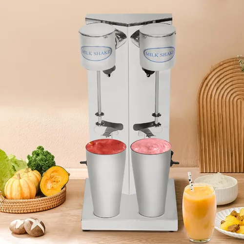 Mezclador de bebidas eléctrico de doble cabezal para batido de leche comercial, licuadora de acero inoxidable, 2 x 180 W, 10000-14000 rpm, velocidad