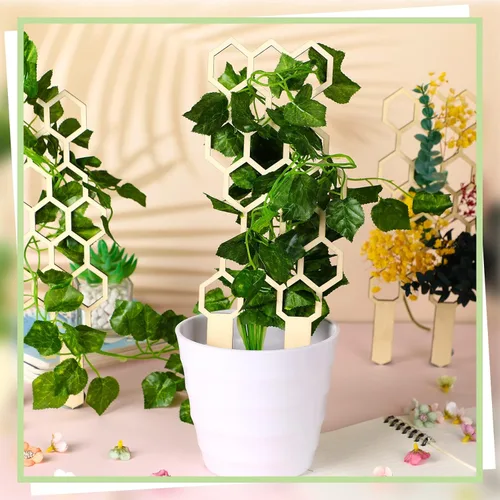 Miniatura 6 de Nuenen Paquete de 5 enrejados de plantas de interior para plantas trepadoras de 11.8 pulgadas, pequeño enrejado de madera de jardín para plantas