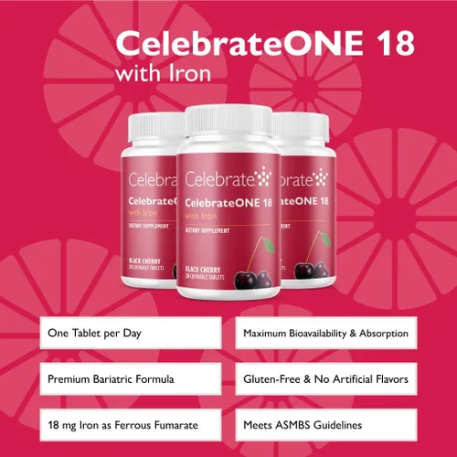 Miniatura 2 de Celebrate Vitamins CelebrateONE - 18 masticables de hierro, 18 mg de hierro, multivitamínico bariátrico una vez al día, vitaminas y minerales