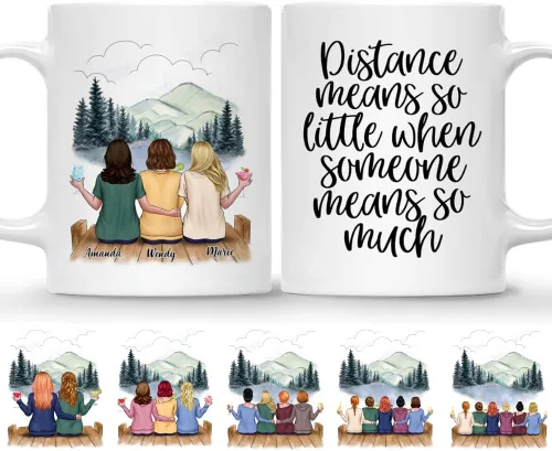Gossby Taza de Café Personalizada de Amistad - Regalo Personalizado de Larga Distancia para Mujeres Mejores Amigas con Diseño, Nombre - Navidad, 3