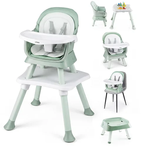 Miniatura 14 de INFANS Silla Alta 8 en 1 para Bebé, Silla Alta Convertible para Bebés y Niños Pequeños, Asiento Elevador de Comedor para Bebés, Mesa de Bloques