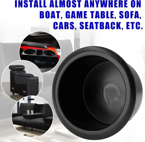 Miniatura 3 de Waziaqoc 2 piezas de portavasos para sillón reclinable, diámetro 86 mm, inserto de reemplazo de plástico para sofá, mesa, RV, coche, barco, altura