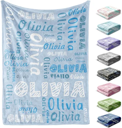 Miniatura 13 de Manta personalizada con nombre, 4 tamaños, manta personalizada para adultos, niños, bebés, regalos personalizados, manta con nombre, Navidad, Día