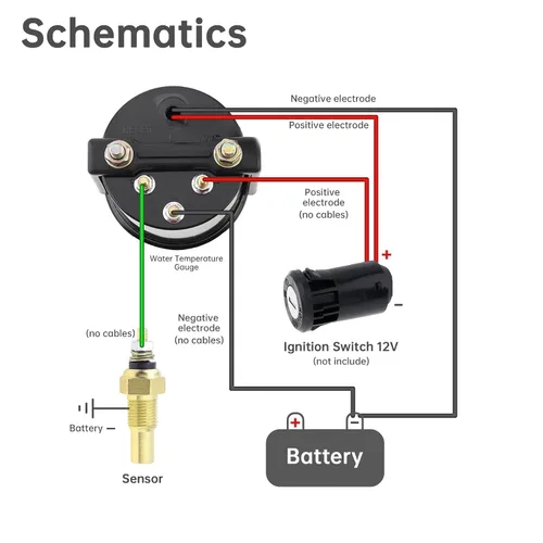 Miniatura 3 de Medidor de temperatura del agua para automóvil, 2 pulgadas, 2.047 in, 12 V, 104.0-248.0 °F, universal mecánico, eléctrico, medidor de temperatura