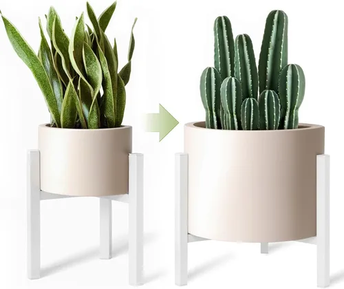 Miniatura 13 de Soporte ajustable para plantas de interior, soportes de metal negro para exteriores, soporte moderno de mediados de siglo, apto para macetas grandes