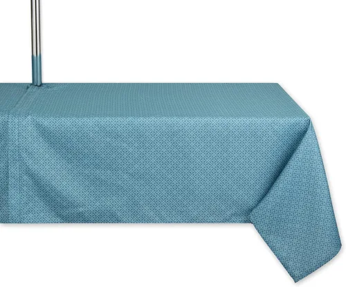Miniatura 15 de DII Colección de mesa para interior/exterior con agujero para sombrilla con cremallera, lavable a máquina, celosía tonal, mantel, 60 pulgadas