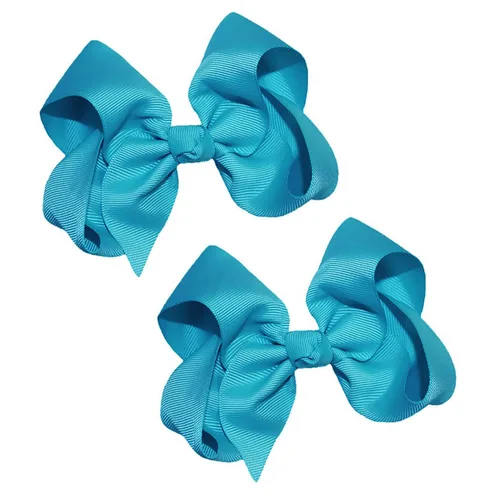 Miniatura 61 de WEBB DIRECT2U Juego de dos lazos para el pelo de grogrén sólido de 4 pulgadas, pinzas de cocodrilo, color verde manzana