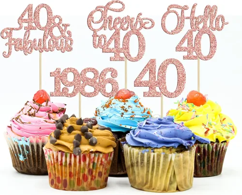 Miniatura 23 de Gyufise Paquete de 24 adornos negros para cupcakes de 10.º cumpleaños con purpurina negra 10 Ten Hello 10 Dights dobles desde 2015 para decoraciones
