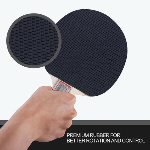 Miniatura 2 de WIn SPORTS Juego de palas de ping-pong, juego de raqueta profesional de tenis de mesa con 6 pelotas de ping pong, juego de 4 jugadores, juego