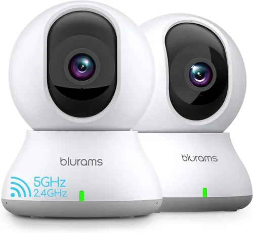 blurams Cámara de seguridad 2K, monitor para bebé, cámara para perros de 360 grados para seguridad en el hogar (blanco-2 unidades)
