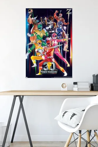 Miniatura 4 de Power Rangers - Póster de pared del grupo 30, 34 pulgadas de largo x 22.4 pulgadas de ancho, versión sin marco