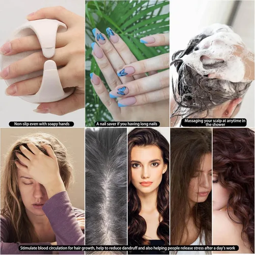 Miniatura 5 de Cepillo de champú con masajeador de cuero cabelludo Cepillo de limpieza del cabello Cerdas de silicona para exfoliar el cuero cabelludo para Beige