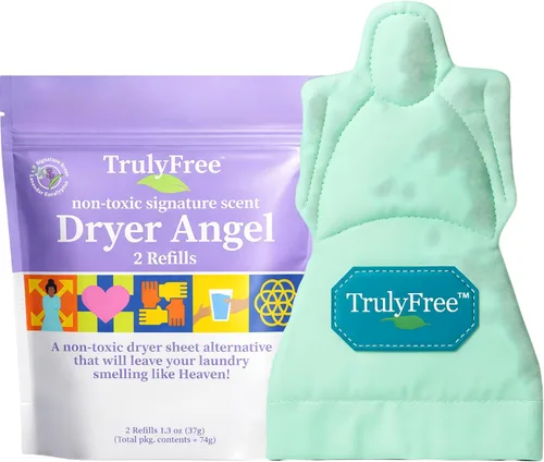 Miniatura 10 de Truly Free Dryer Angel - Toallitas naturales alternativas para secadora, hojas de suavizante reutilizables y no tóxicas, potenciador de aroma