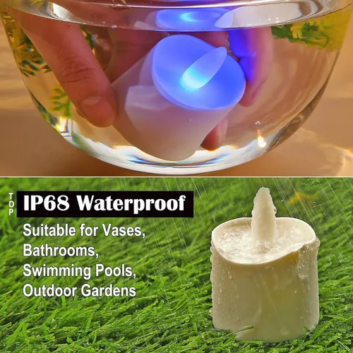 Miniatura 4 de HL Velas sin llama con temporizador remoto y estación de carga, más de 60 horas recargables, impermeables, para exteriores, velas de té RGB