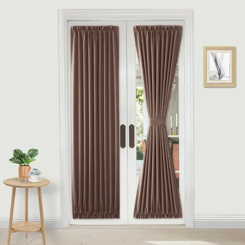 Miniatura 35 de DWCN Cortinas para puerta francesa: cortina térmica con bolsillo para barra para puertas con ventana de vidrio, puertas de cocina y patio