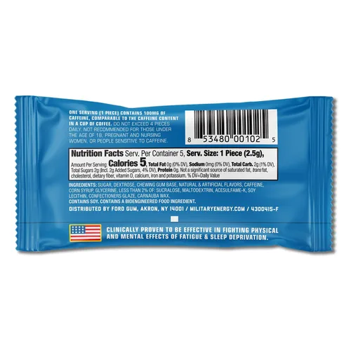 Miniatura 4 de MEG - Goma de mascar de energía militar 100 mg de cafeína por pieza + aumenta la energía + aumenta el rendimiento físico + paquete de 4