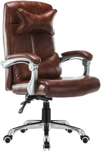 Miniatura 10 de Leather Desk Gaming Chair Height Adjustable Ergonomic High Backrest Office Computer Chairs with Headrest and Lumbar Support for Reception Study Milk