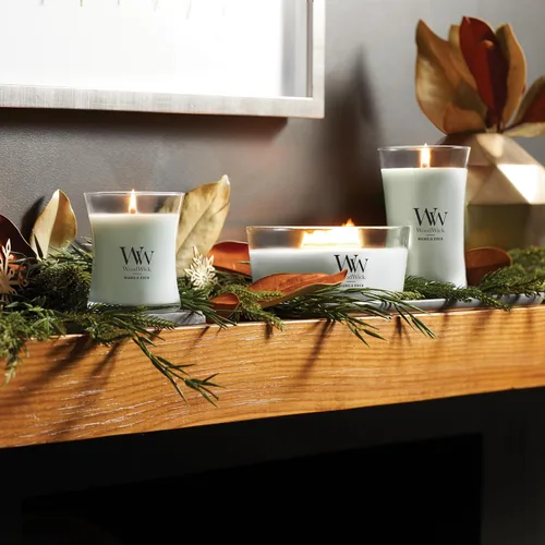 Miniatura 6 de WoodWick Magnolia Birch Velas Navideñas de Regalo para Mujeres y Hombres, Vela Elipse de 16 oz con Mecha Crepitante Abedul Magnolia