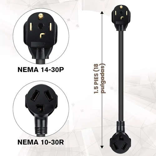 Miniatura 4 de WELLUCK 1.5FT Adaptador para secadora de 3 puntas a 4 puntas, adaptador de enchufe de secadora de 3 a 4 puntas, adaptador de toma de secadora de 4