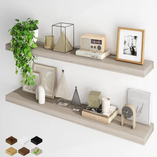 Miniatura 44 de Fun Memories Estantes flotantes para pared, estantes flotantes de 48 pulgadas de largo, juego de 1, estante colgante con soportes invisibles