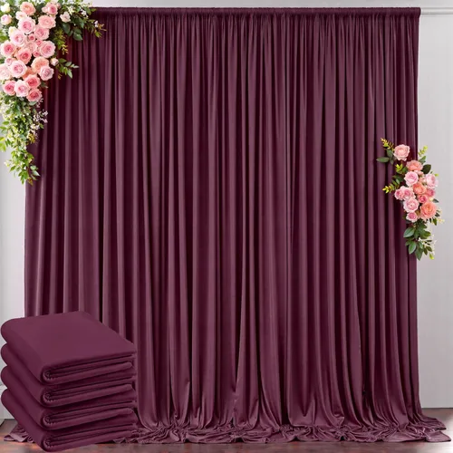 Miniatura 76 de Cortinas de telón de fondo blanco de 30 pies x 8 pies para fiestas de boda, 6 paneles de 5 pies x 8 pies, cortinas de fotografía de poliéster sin