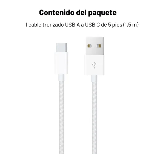 Miniatura 8 de Cable tejido USB A a USB C para iPhone 15/16/16E/17 para iPhone 17Air, 15 16 Pro Max, 15/16 Plus, iPad 10ª generación, iPad Pro 12.9/11, iPad Air