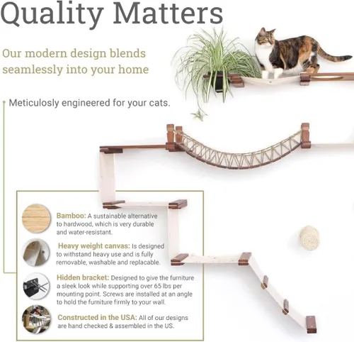 Miniatura 4 de Catastrophic Creations Puente para gatos de 50 pulgadas montado en la pared para gatos y sala de estar, juguete ideal para escalar y alternativa al