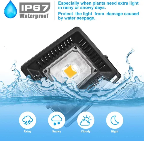 Miniatura 2 de Luces LED de crecimiento con espectro completo, 150 W, luz de relé impermeable COB LED, luz de crecimiento con disipación de calor natural y sin