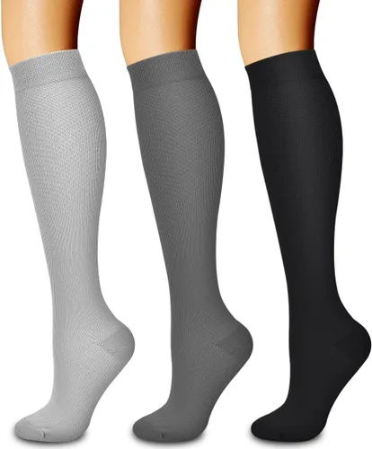 Paquete de 3 pares de calcetines de compresión médica para mejorar la circulación de mujeres y hombres, para correr, hacer deporte y amamantar