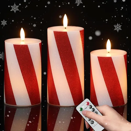 Miniatura 10 de Eldnacele Árbol Verde Decoración Navideña Velas Sin Llama Parpadeantes con Temporizadores Diarios Automáticos, Velas LED Operadas con Pilas, Cera
