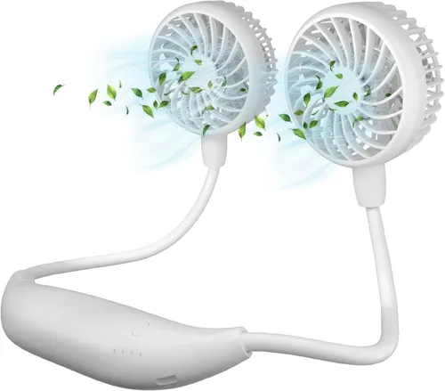 Miniatura 10 de HandFan Ventilador de cuello de 10000 mAh, rotación de 360°, ventiladores portátiles manos libres para tu cuello, 48 horas de duración, recargable
