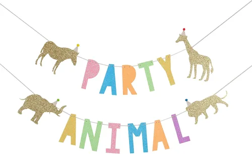 WAOUH Cartel de cumpleaños de animales para fiestas, decoración de fiesta de zoológico y circo para baby showers, accesorios de fotos brillantes