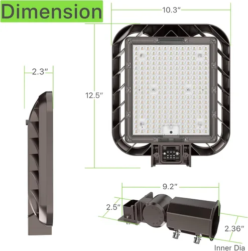 Miniatura 8 de Glitgate Luz LED de estacionamiento de 150 W, 22500 lm, 5000 K, montaje deslizante, iluminación de área de calle con fotocélula del atardecer al
