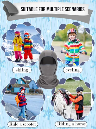 Miniatura 7 de Pasamontañas para niños, resistente al viento, máscara de esquí ajustable para niños, deportes, sombreros de invierno para niños y niñas