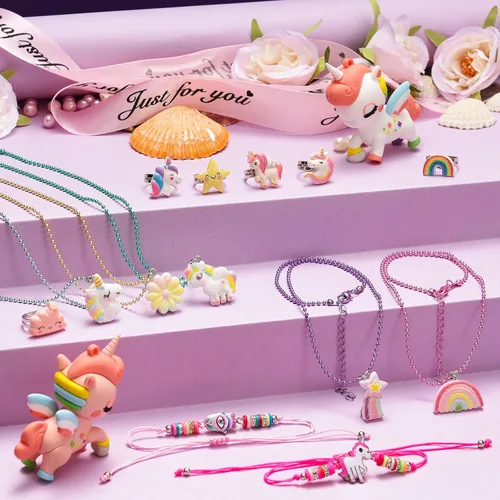 Miniatura 3 de Joyería para niñas de BeAndge, juguetes para niñas de 4-6, 4-5 años, conjunto de joyería para niños pequeños para disfrazarse y vestirse de 6-8