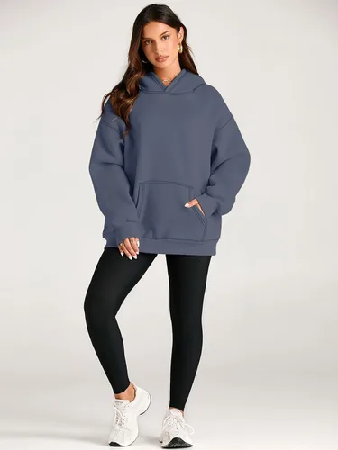 Miniatura 6 de EFAN Sudaderas de manga larga con capucha para mujer, holgadas, con forro de polar, con bolsillos, para invierno y otoño, estilo Y2K de los 2000