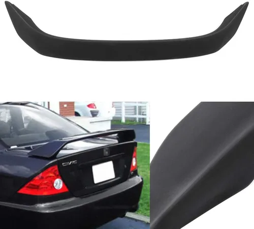 Miniatura 9 de 1 alerón trasero de ABS compatible con Honda Civic Coupe 2001-2005 para Honda Civic Coupé negro mate con tercera luz de freno, cola trasera