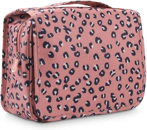 Miniatura 12 de Trawila Neceser colgante de viaje, bolsa de cosméticos, organizador de maquillaje para hombres y mujeres con gancho resistente, Gris (Grey Flower)