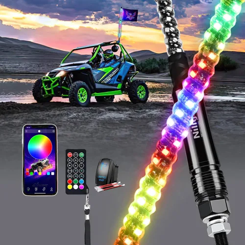 Miniatura 20 de Nilight Juego de 2 luces LED RGB de 3 pies y 4 luces de rock, control remoto y aplicación con patrones de persecución de bricolaje, antena